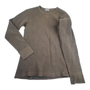 Burgus Plus Thermal Sweater Men's Medium Green Cotton Waffle Shirt Made in Japan